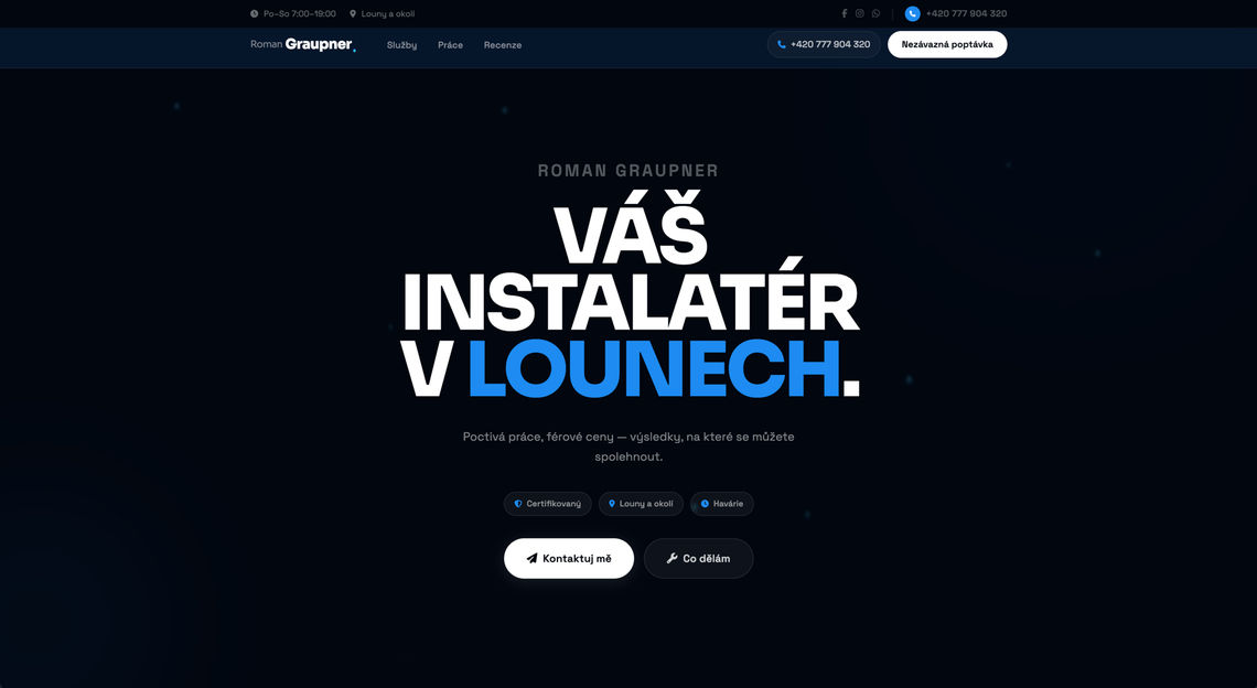 Snímek webu instalatéra Graupner z Loun