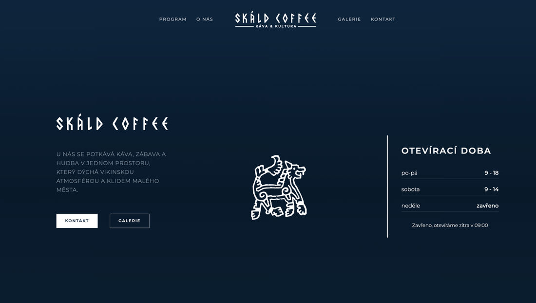 Snímek webu kavárny Skald Coffee