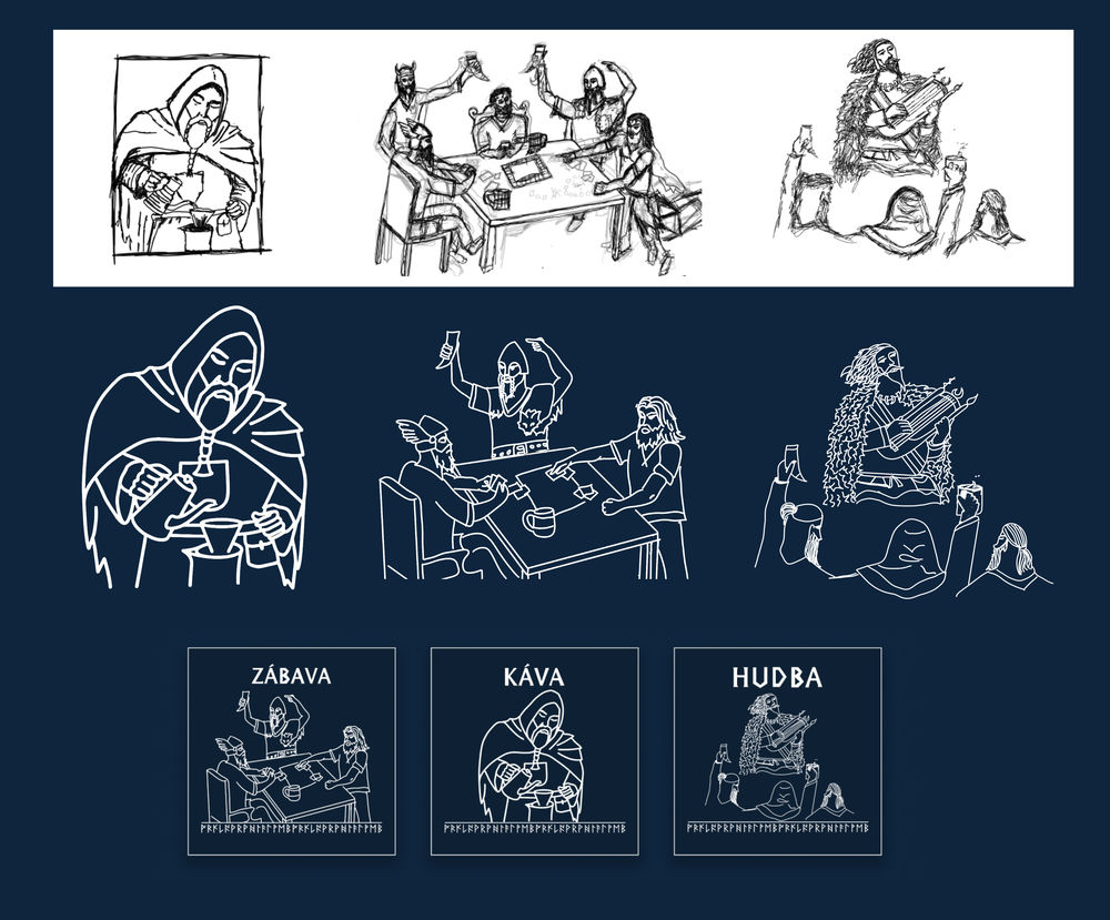 Ilustrace vytvořené pro web Skald Coffee